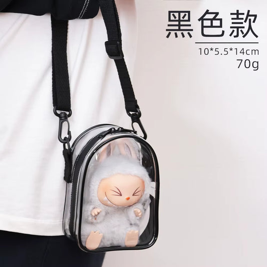 Dustproof Labubu Shoulder Bag – PVC Storage and Walking Tote