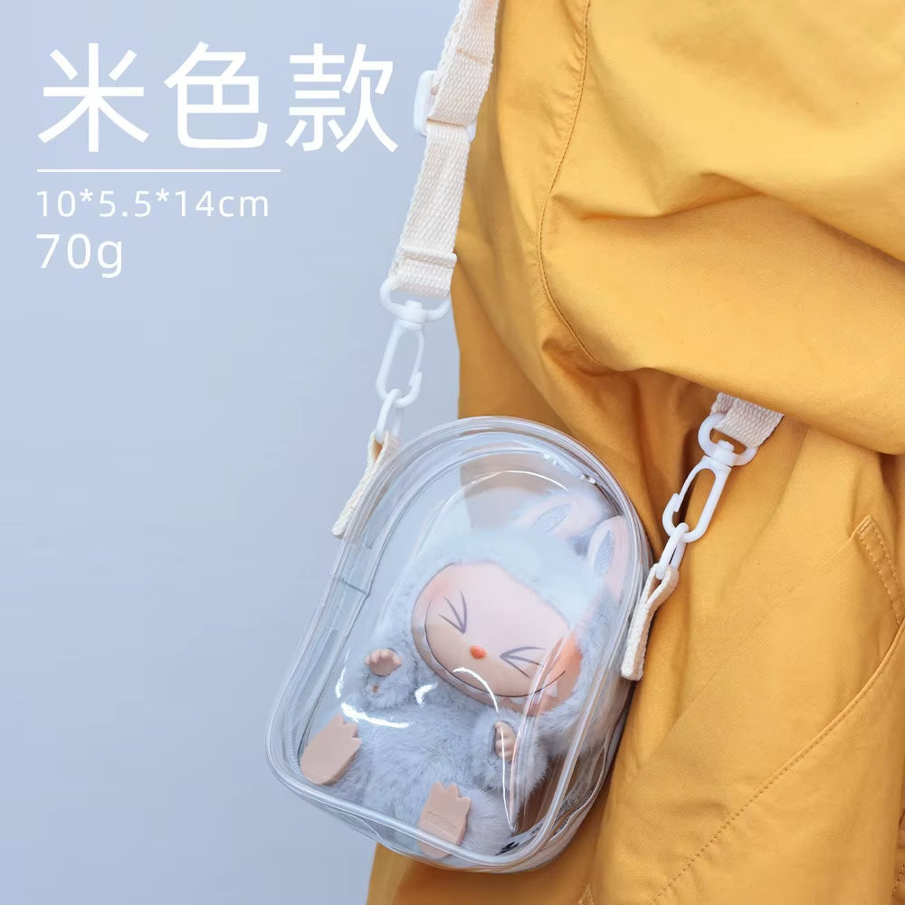 Dustproof Labubu Shoulder Bag – PVC Storage and Walking Tote