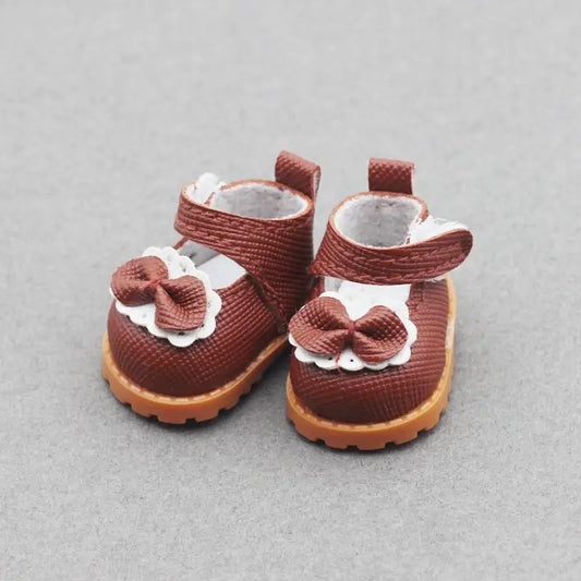 Leather Bow Shoes for 17cm/10cm Labubu and EXO Cotton Dolls